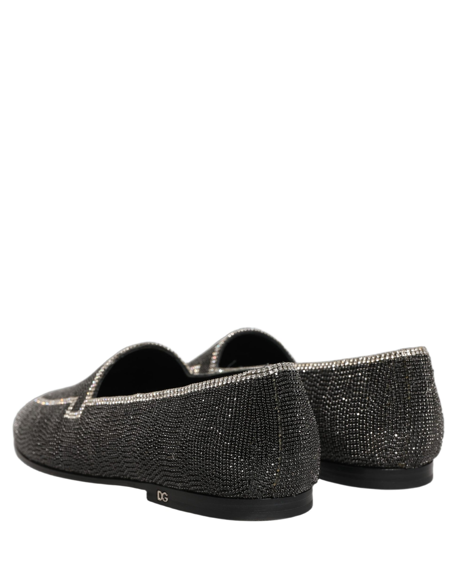 Dolce & Gabbana Black Crystal Embellished Men Loafers Shoes Dolce & Gabbana