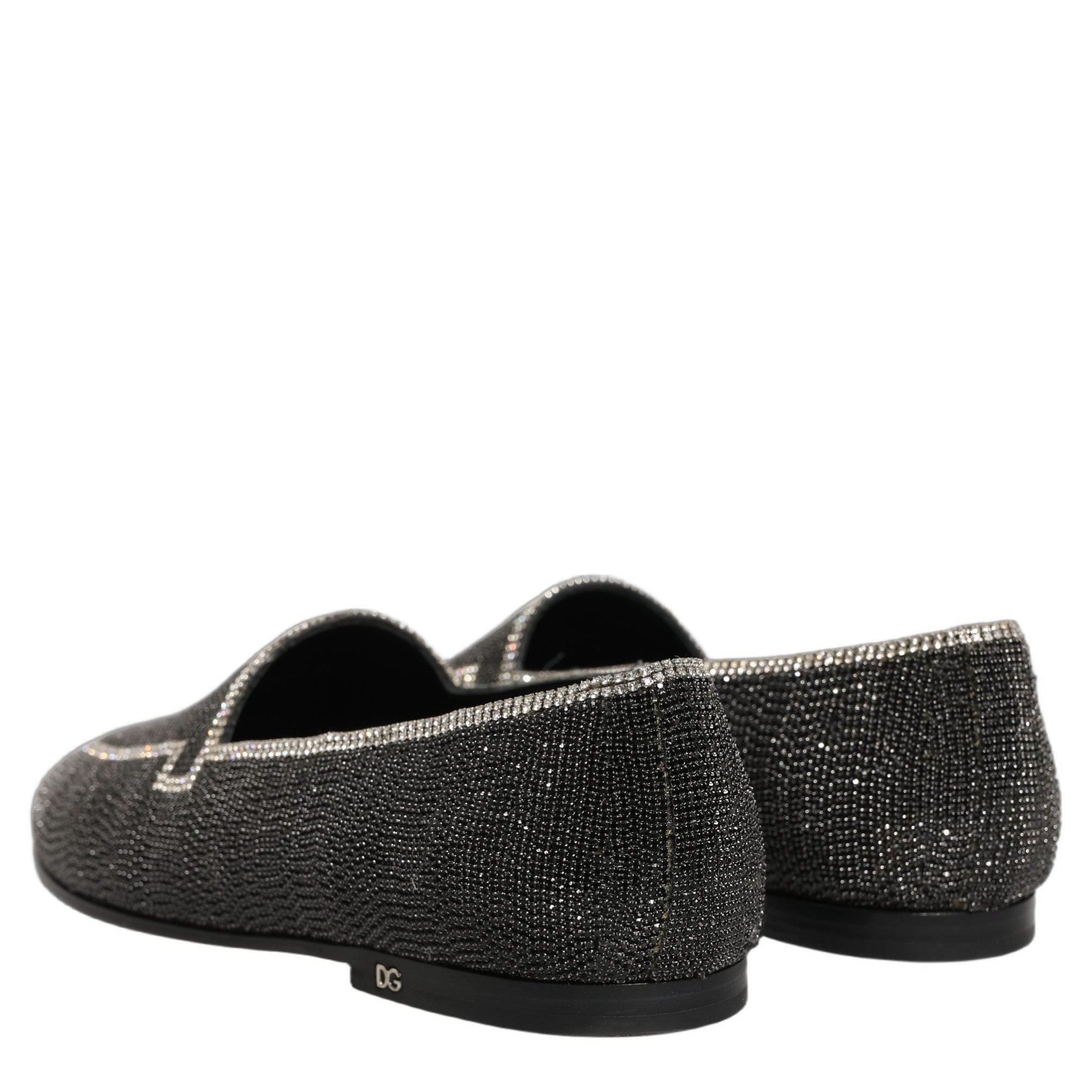Dolce & Gabbana Black Crystal Embellished Men Loafers Shoes Dolce & Gabbana