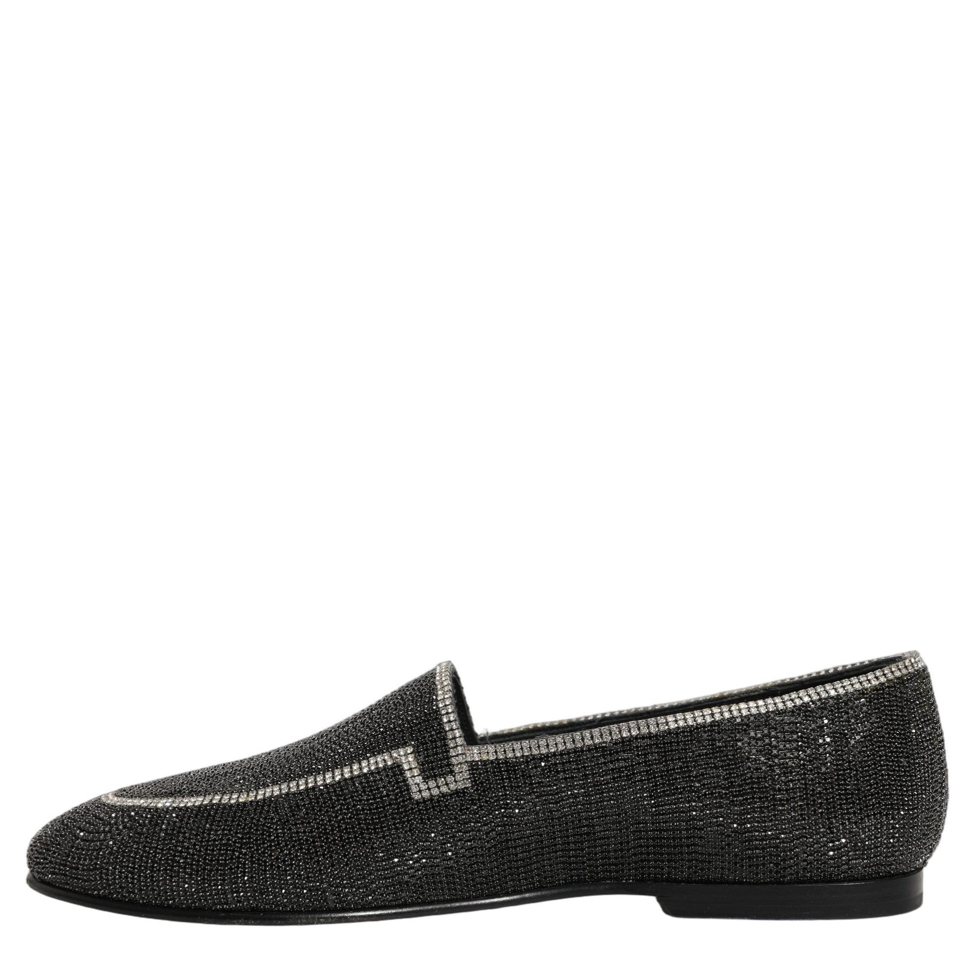 Dolce & Gabbana Black Crystal Embellished Men Loafers Shoes Dolce & Gabbana
