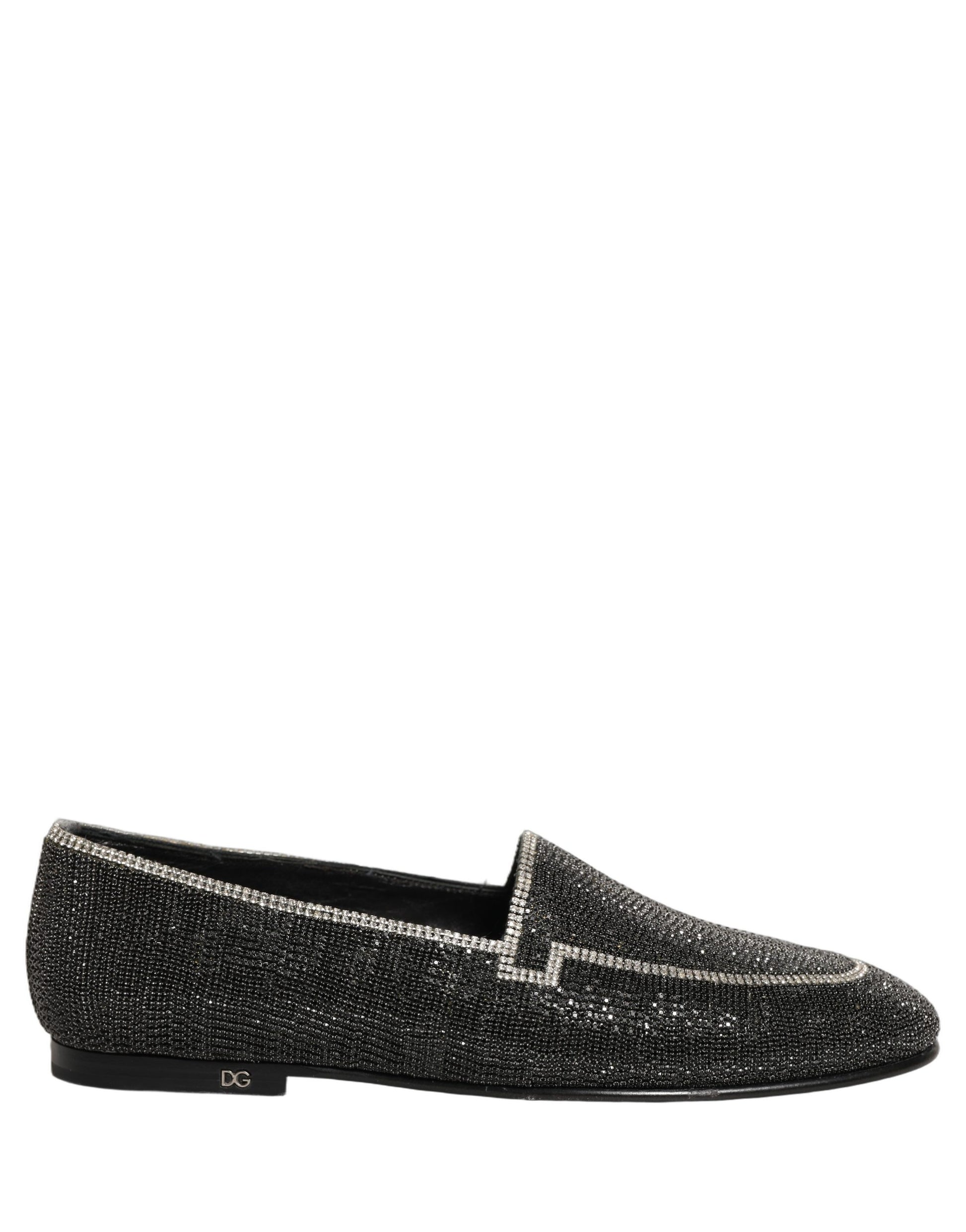 Dolce & Gabbana Black Crystal Embellished Men Loafers Shoes Dolce & Gabbana