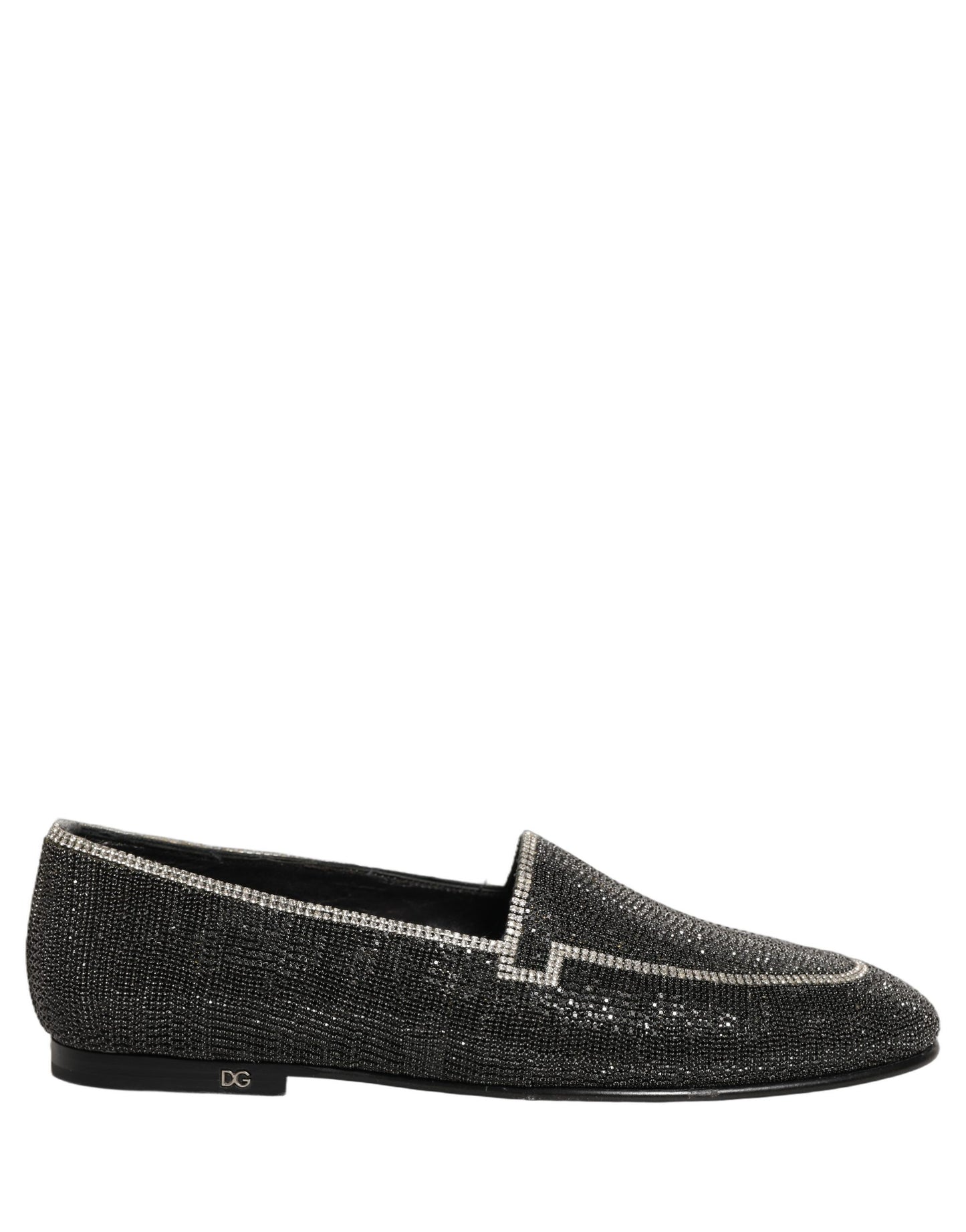 Dolce & Gabbana Black Crystal Embellished Men Loafers Shoes Dolce & Gabbana