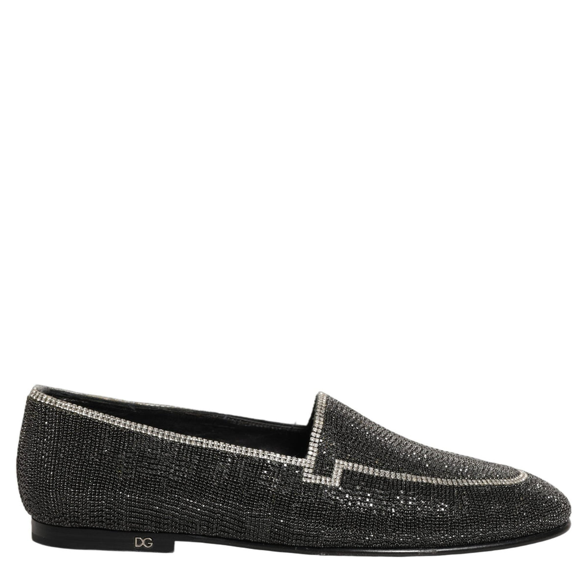 Dolce & Gabbana Black Crystal Embellished Men Loafers Shoes Dolce & Gabbana