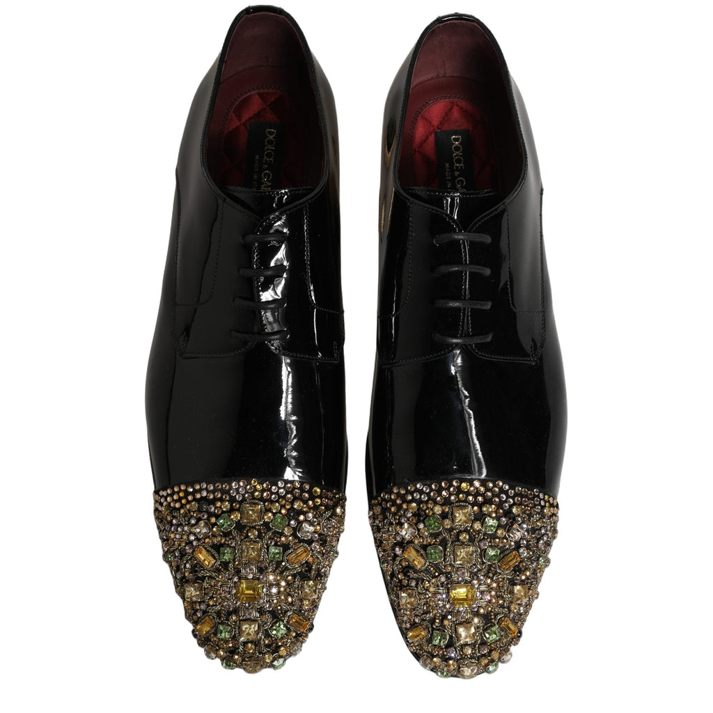 Dolce & Gabbana Black Embellished Men Derby Dress Formal Shoes Dolce & Gabbana