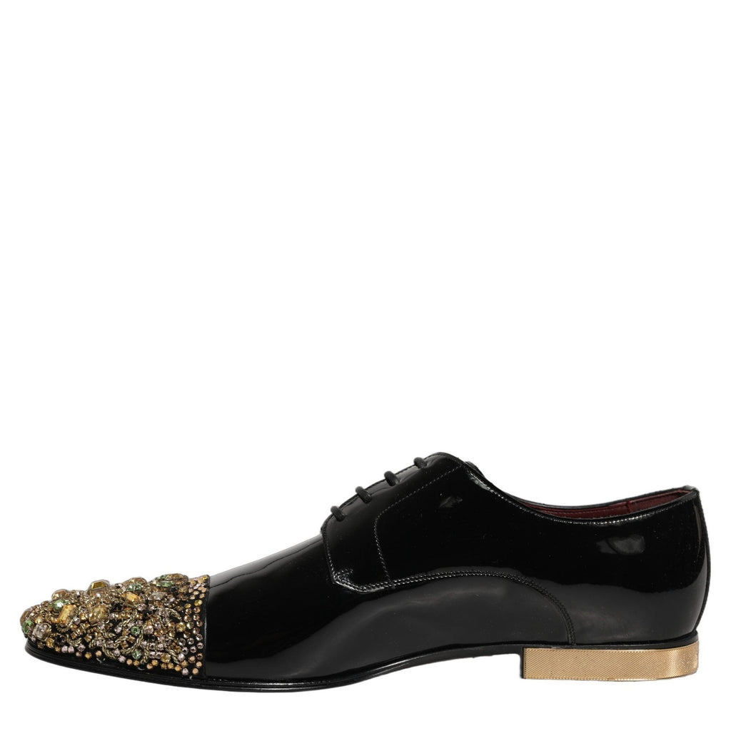 Dolce & Gabbana Black Embellished Men Derby Dress Formal Shoes Dolce & Gabbana