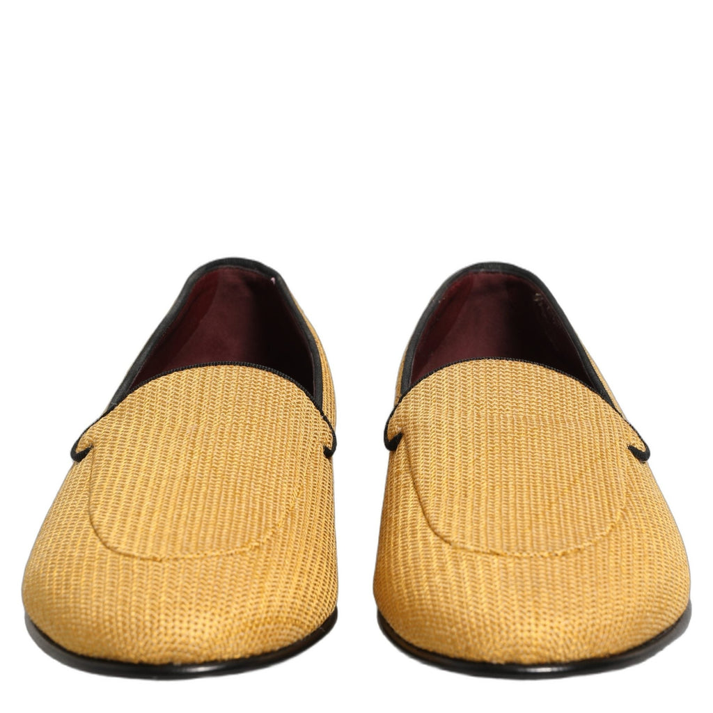 Dolce & Gabbana Yellow Woven Men Slip On Dress Loafers Shoes Dolce & Gabbana