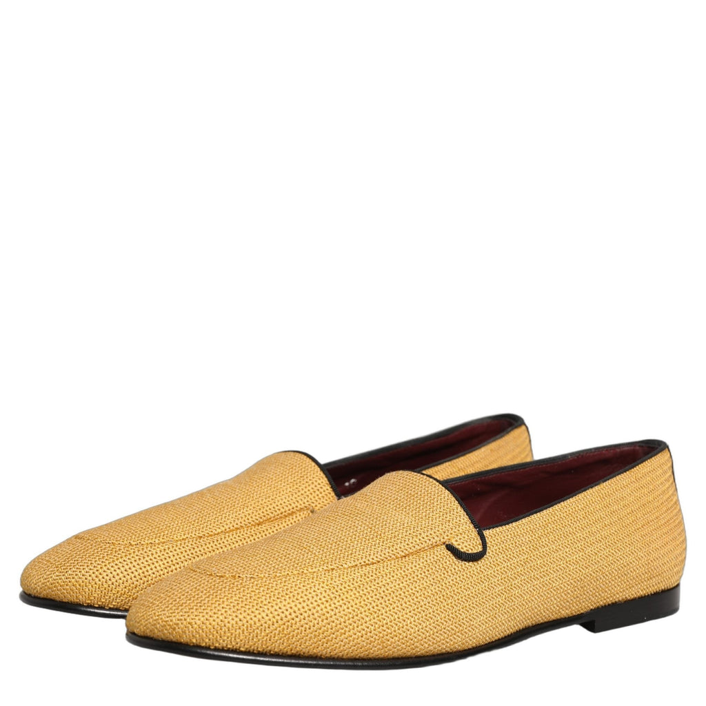 Dolce & Gabbana Yellow Woven Men Slip On Dress Loafers Shoes Dolce & Gabbana