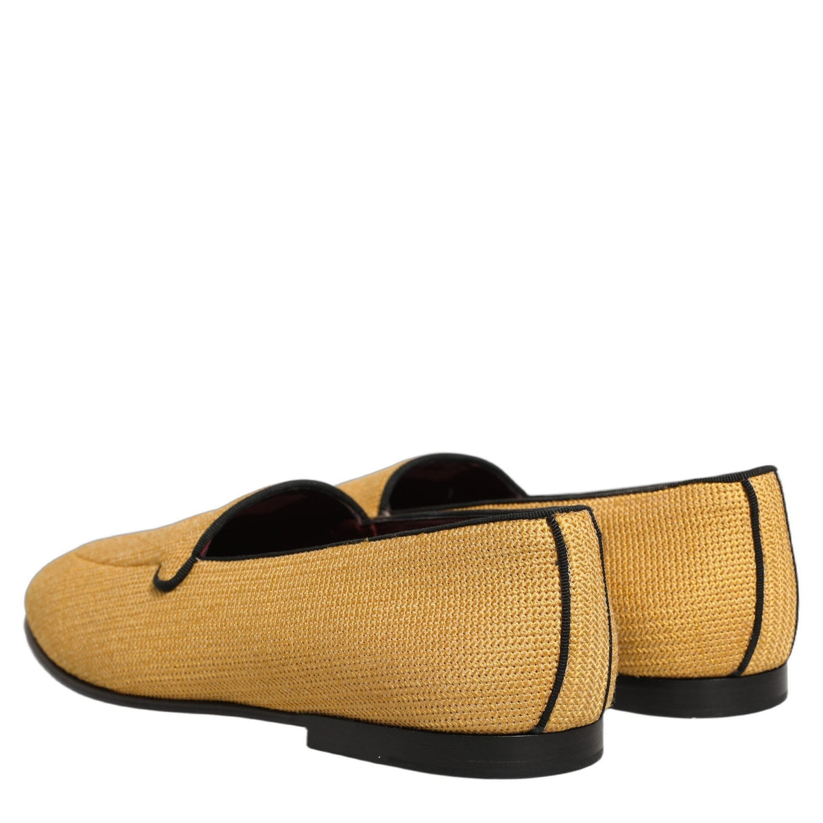 Dolce & Gabbana Yellow Woven Men Slip On Dress Loafers Shoes Dolce & Gabbana