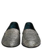 Dolce & Gabbana Gray Lurex Glitter Men Dress Loafers Shoes Dolce & Gabbana