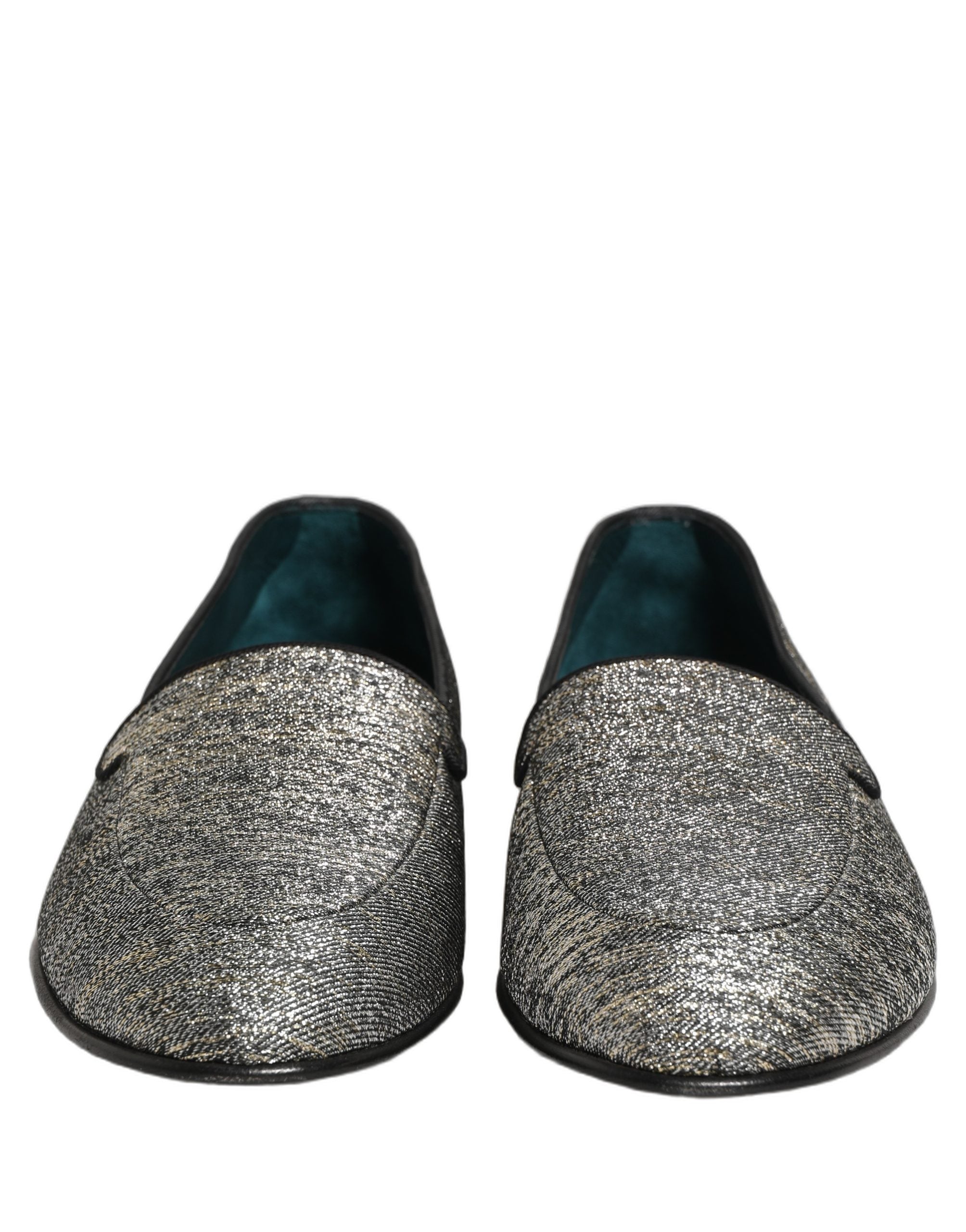 Dolce & Gabbana Gray Lurex Glitter Men Dress Loafers Shoes Dolce & Gabbana