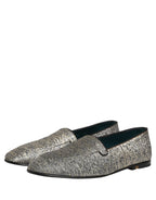 Dolce & Gabbana Gray Lurex Glitter Men Dress Loafers Shoes Dolce & Gabbana