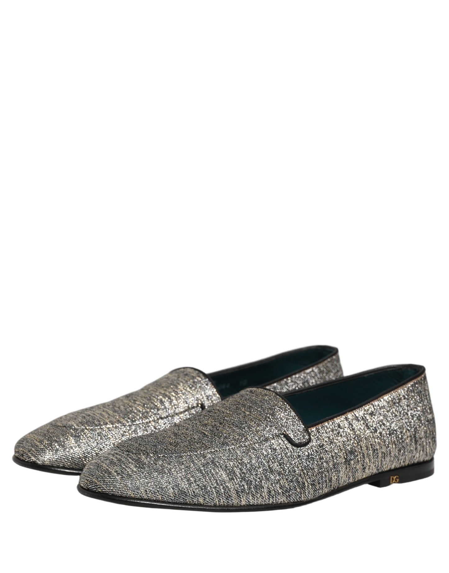 Dolce & Gabbana Gray Lurex Glitter Men Dress Loafers Shoes Dolce & Gabbana