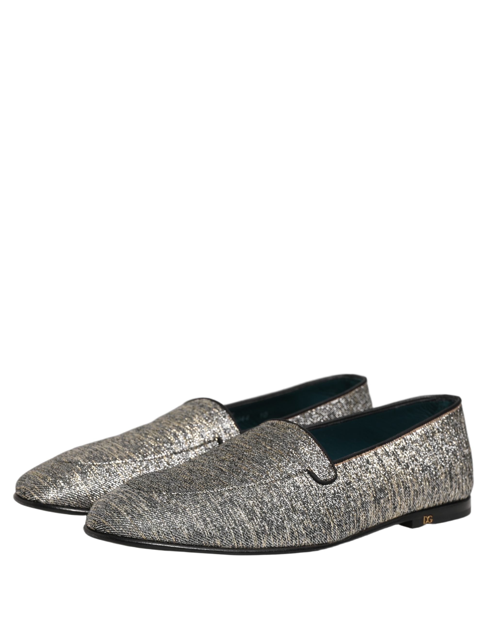 Dolce & Gabbana Gray Lurex Glitter Men Dress Loafers Shoes Dolce & Gabbana
