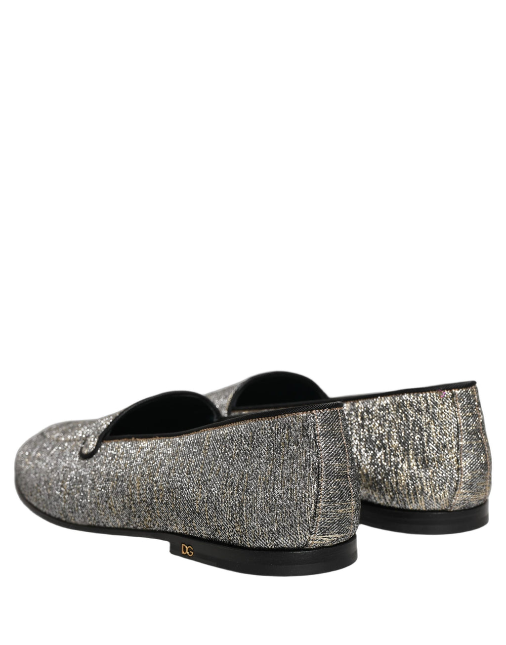 Dolce & Gabbana Gray Lurex Glitter Men Dress Loafers Shoes Dolce & Gabbana