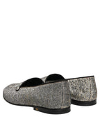 Dolce & Gabbana Gray Lurex Glitter Men Dress Loafers Shoes Dolce & Gabbana