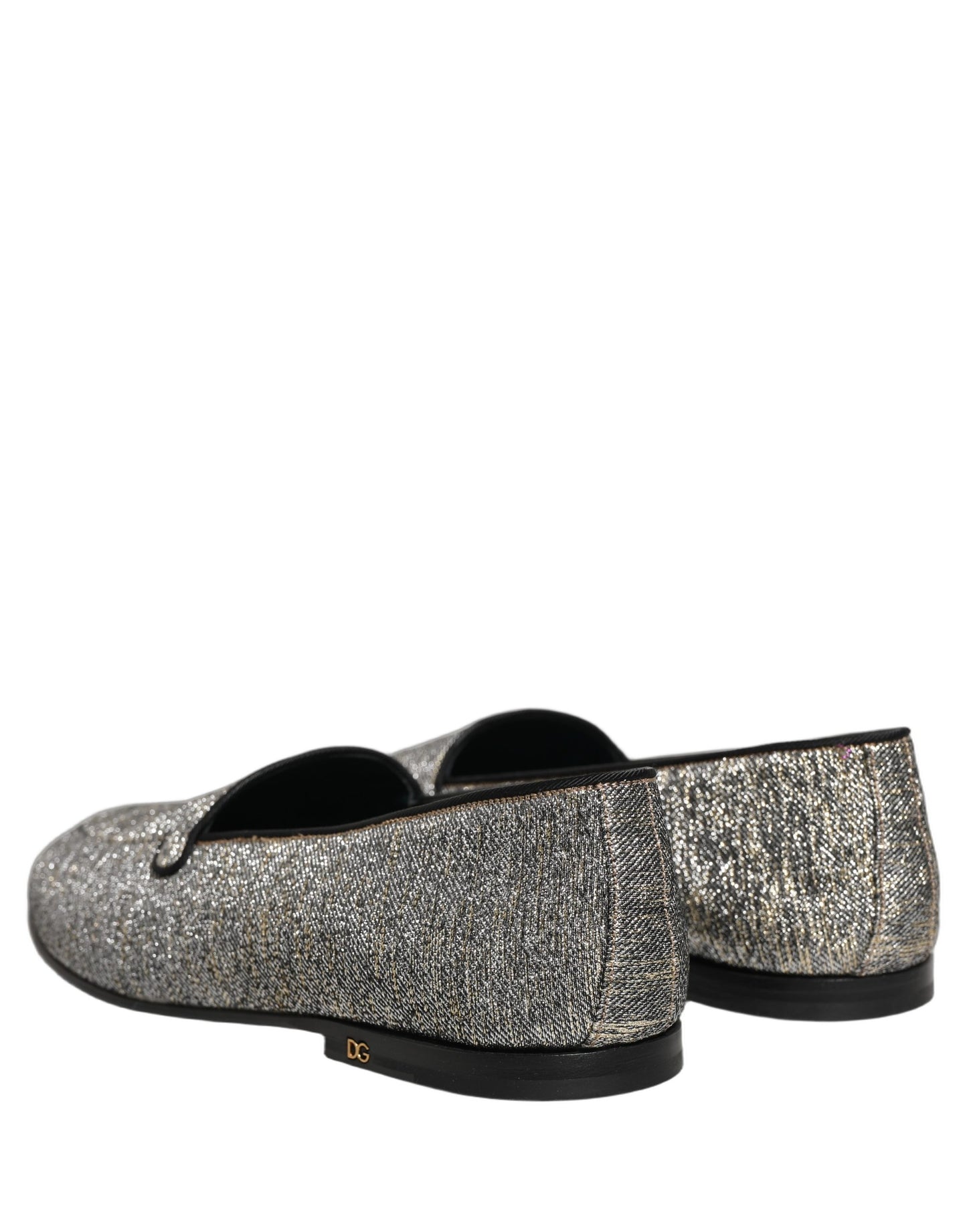 Dolce & Gabbana Gray Lurex Glitter Men Dress Loafers Shoes Dolce & Gabbana