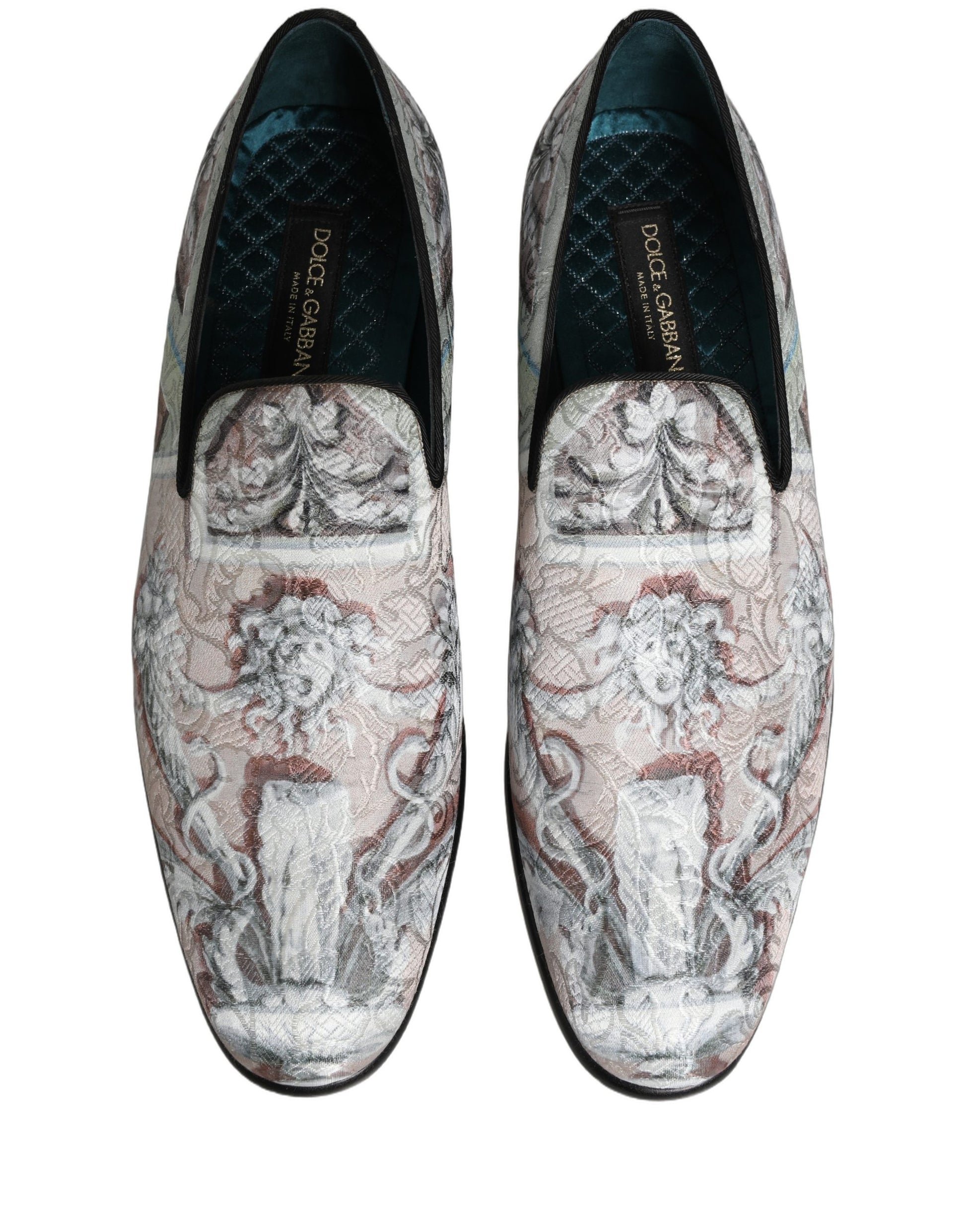 Dolce & Gabbana Multicolor Velvet Baroque Dress Loafers Shoes Dolce & Gabbana