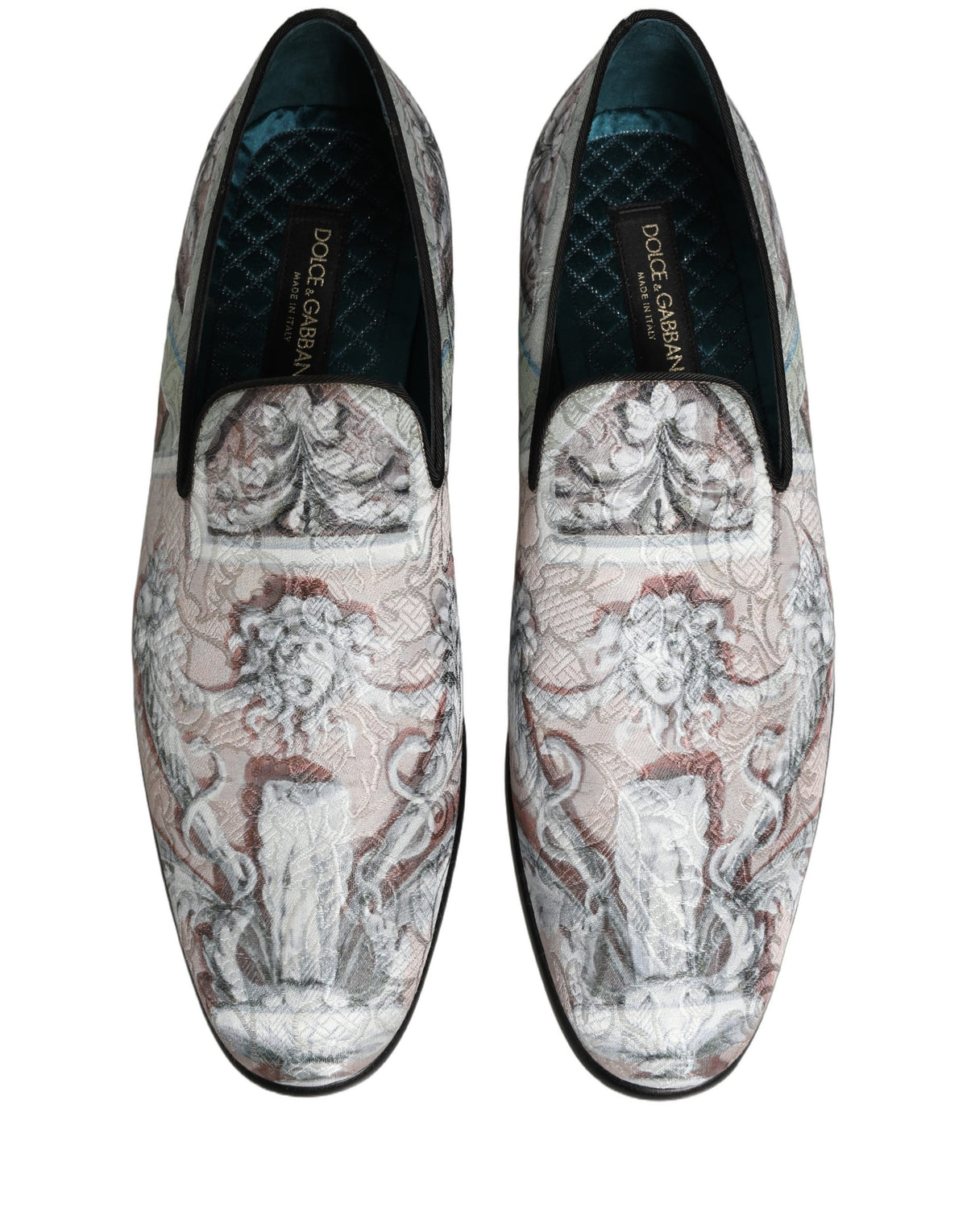 Dolce & Gabbana Multicolor Velvet Baroque Dress Loafers Shoes Dolce & Gabbana