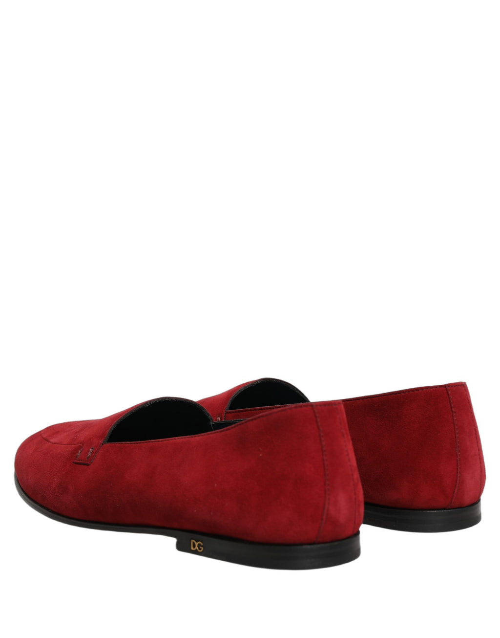Dolce & Gabbana Red Suede Logo Slip On Flats Loafers Shoes Dolce & Gabbana