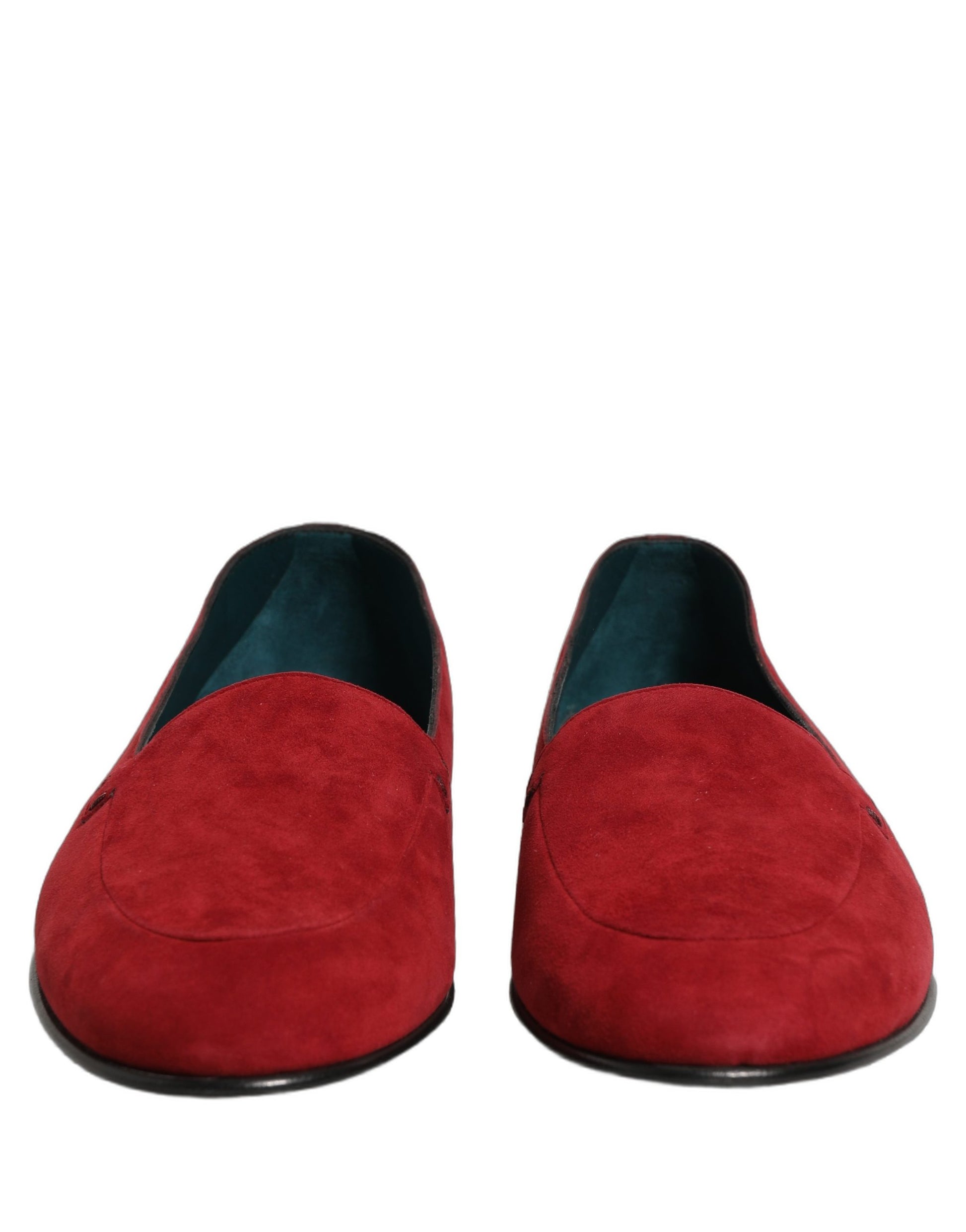 Dolce & Gabbana Red Suede Logo Slip On Flats Loafers Shoes Dolce & Gabbana
