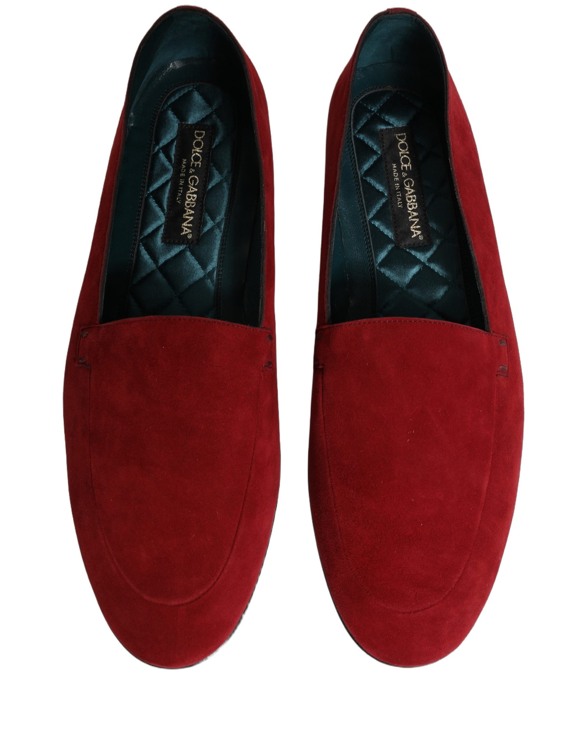 Dolce & Gabbana Red Suede Logo Slip On Flats Loafers Shoes Dolce & Gabbana