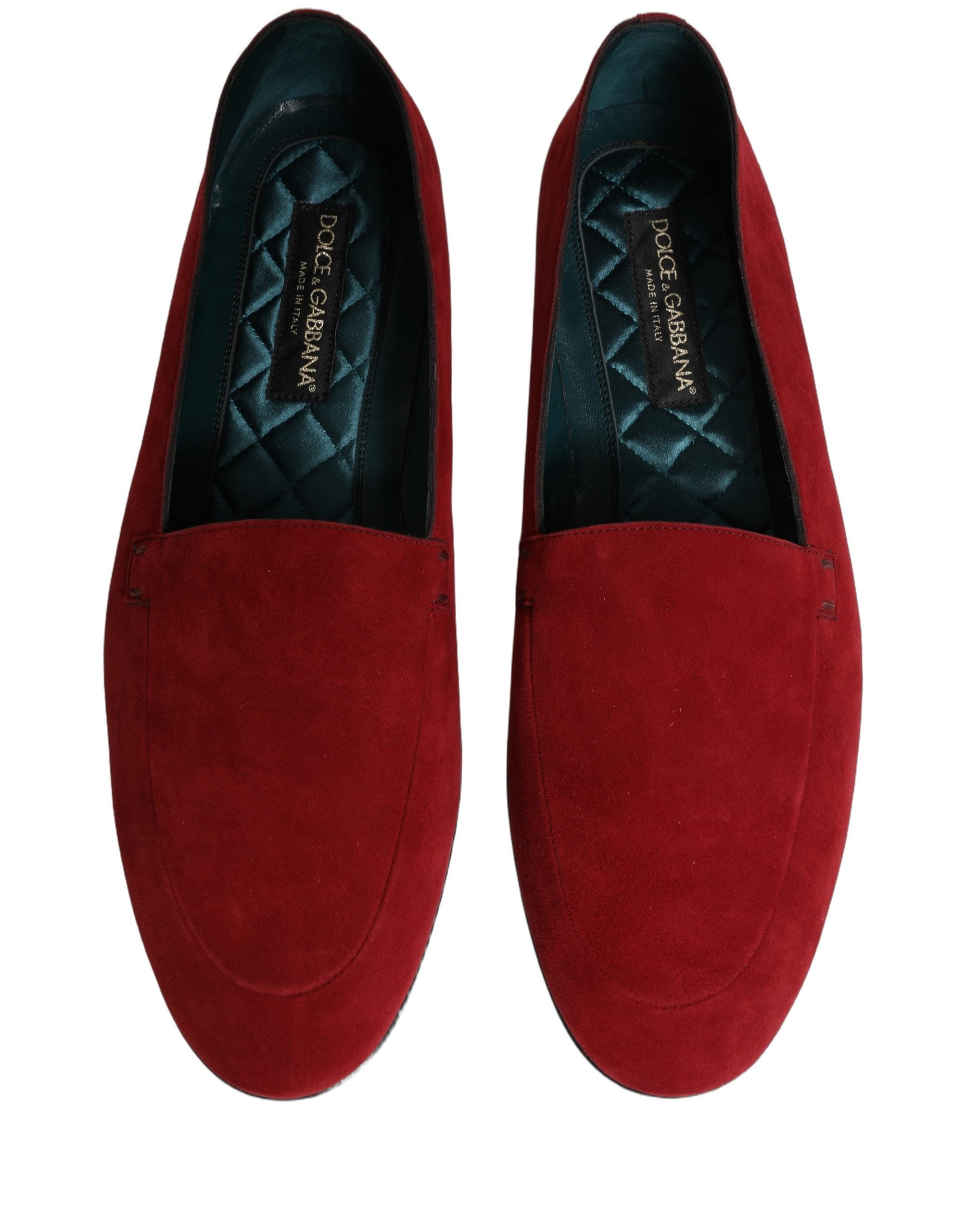 Dolce & Gabbana Red Suede Logo Slip On Flats Loafers Shoes Dolce & Gabbana