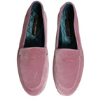 Dolce & Gabbana Pink Velvet Slip On Men Flats Loafers Shoes Dolce & Gabbana