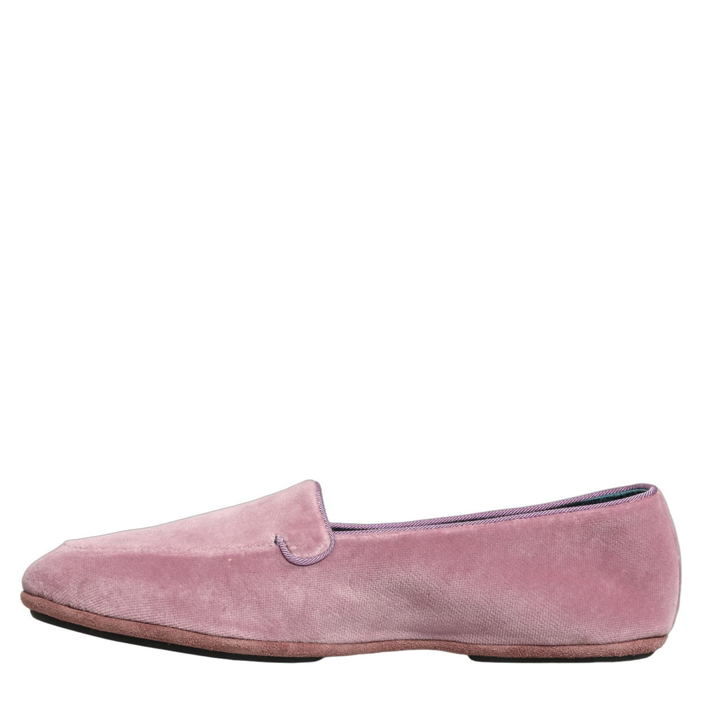 Dolce & Gabbana Pink Velvet Slip On Men Flats Loafers Shoes Dolce & Gabbana