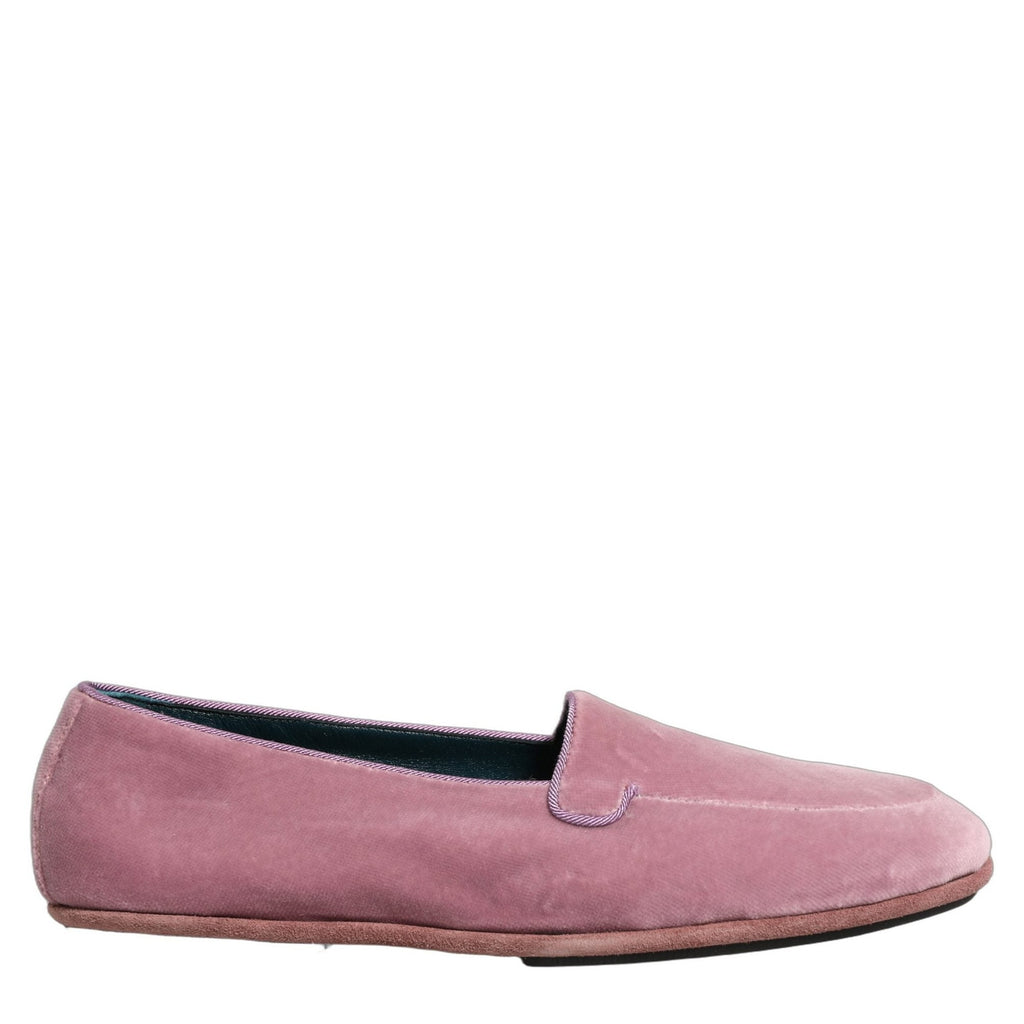 Dolce & Gabbana Pink Velvet Slip On Men Flats Loafers Shoes Dolce & Gabbana