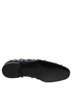 Dolce & Gabbana Blue Velvet Embellished Dress Loafers Shoes Dolce & Gabbana