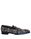 Dolce & Gabbana Blue Velvet Embellished Dress Loafers Shoes - Eljoys Fashion 