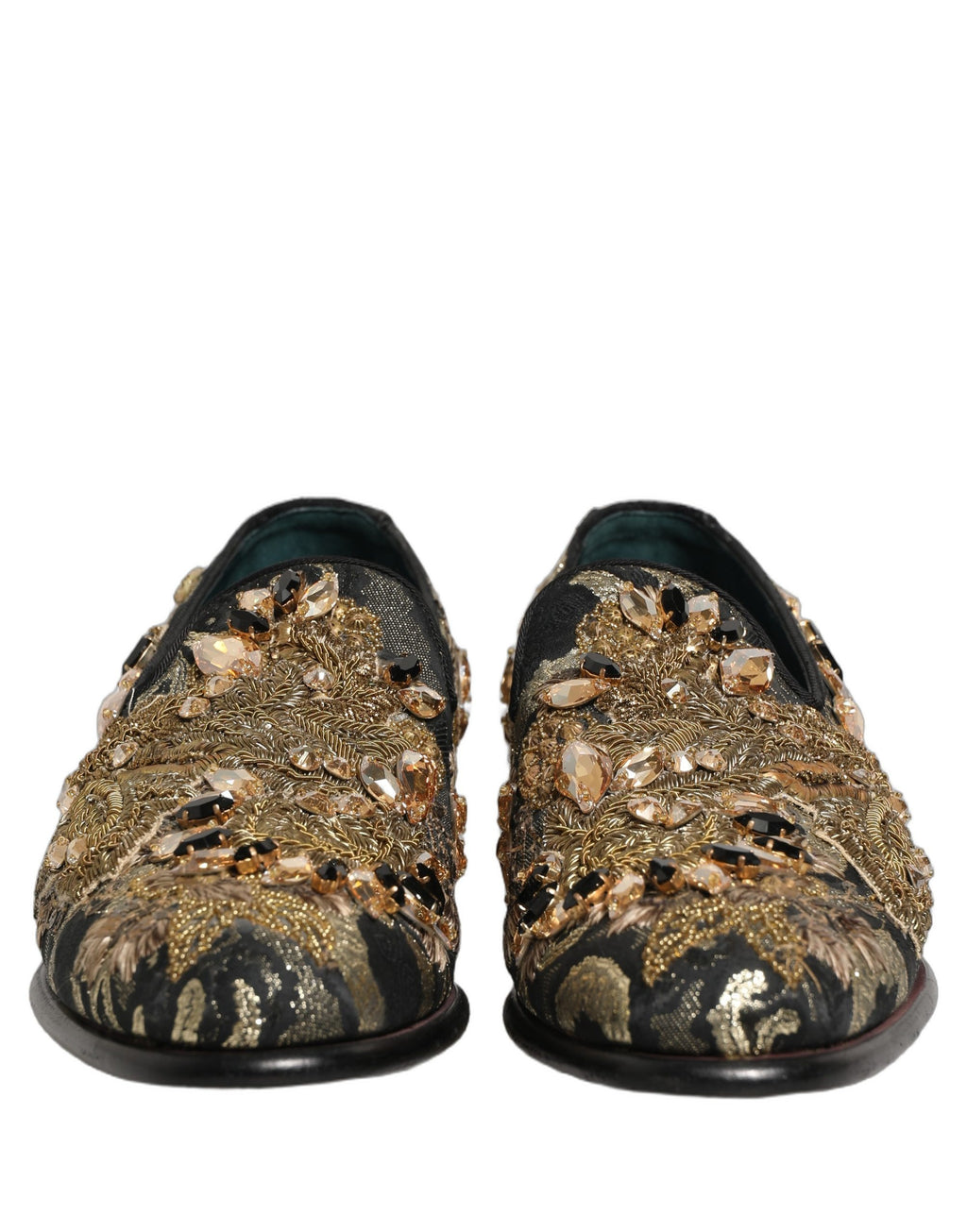 Dolce & Gabbana Black Velvet Embellished Dress Loafers Shoes Dolce & Gabbana