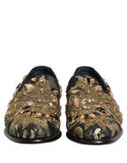 Dolce & Gabbana Black Velvet Embellished Dress Loafers Shoes Dolce & Gabbana