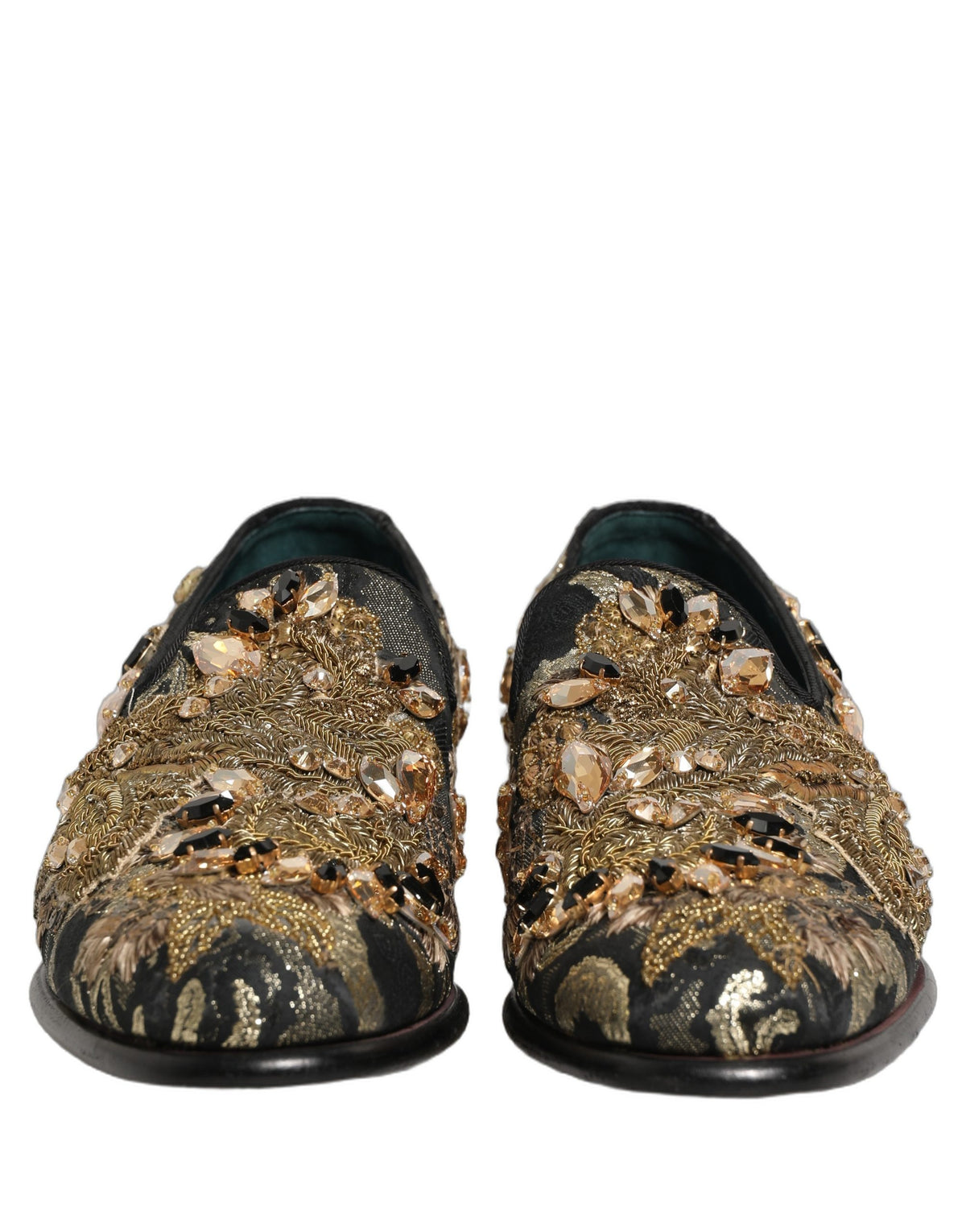 Dolce & Gabbana Black Velvet Embellished Dress Loafers Shoes Dolce & Gabbana