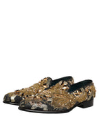 Dolce & Gabbana Black Velvet Embellished Dress Loafers Shoes Dolce & Gabbana