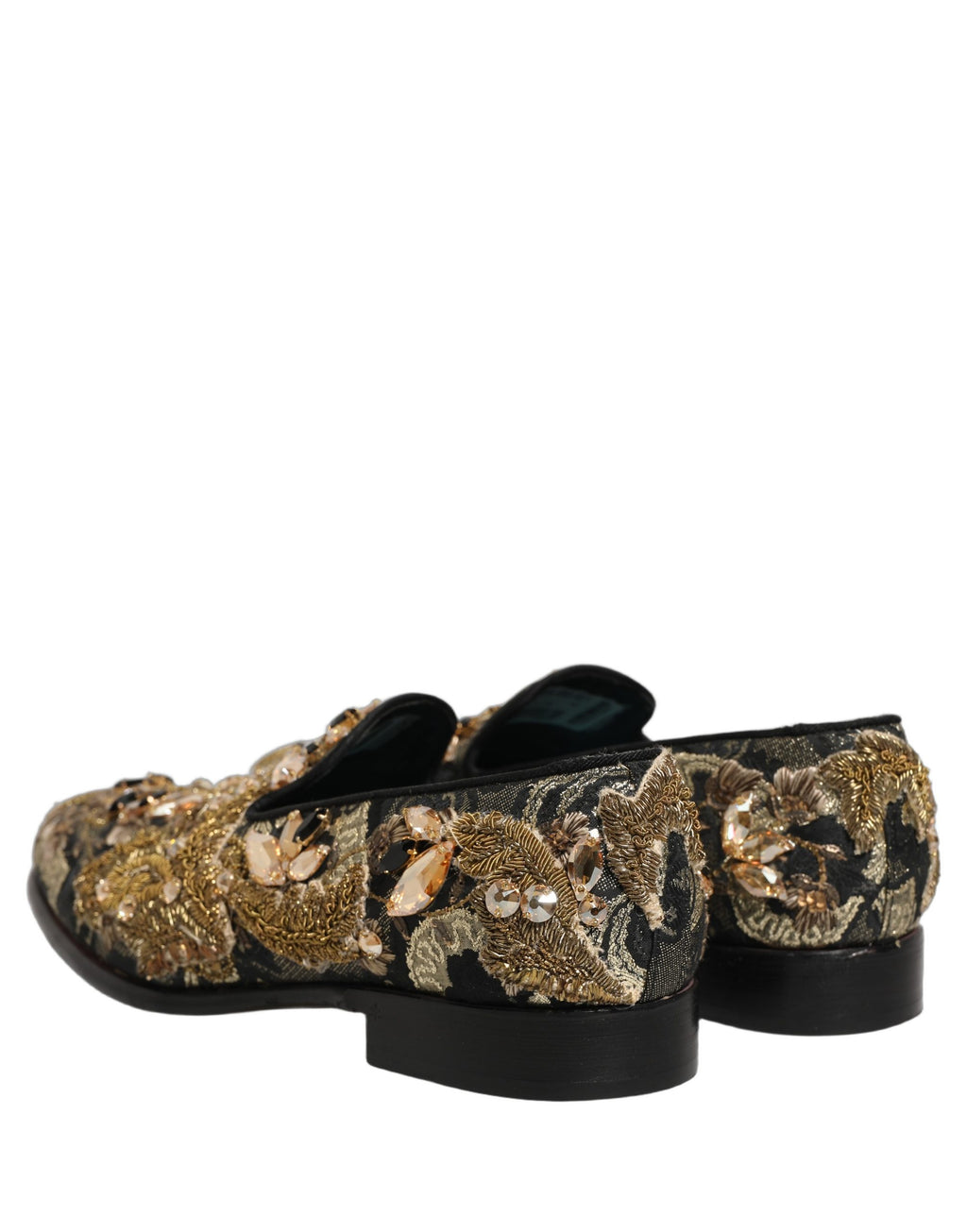 Dolce & Gabbana Black Velvet Embellished Dress Loafers Shoes Dolce & Gabbana