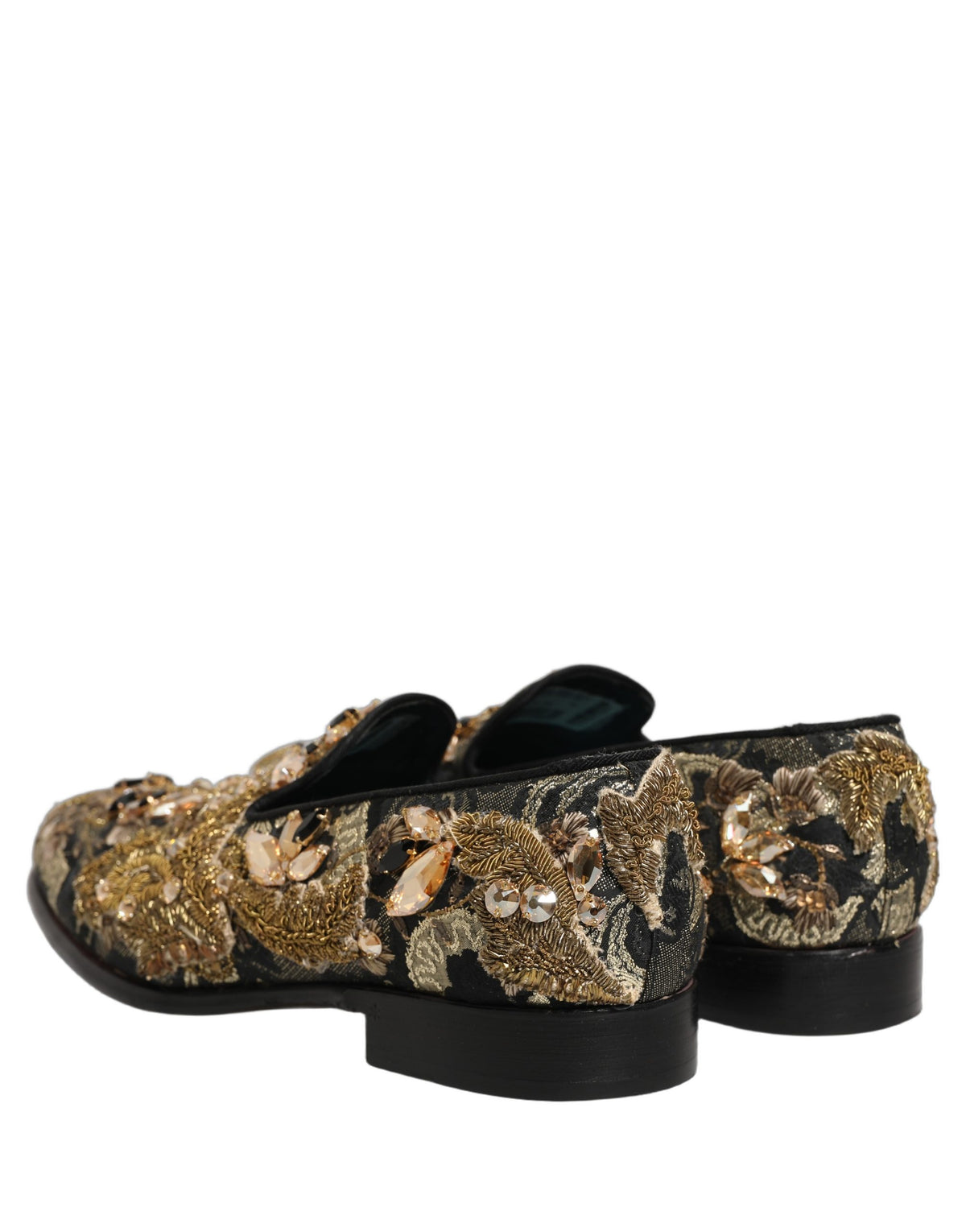 Dolce & Gabbana Black Velvet Embellished Dress Loafers Shoes Dolce & Gabbana