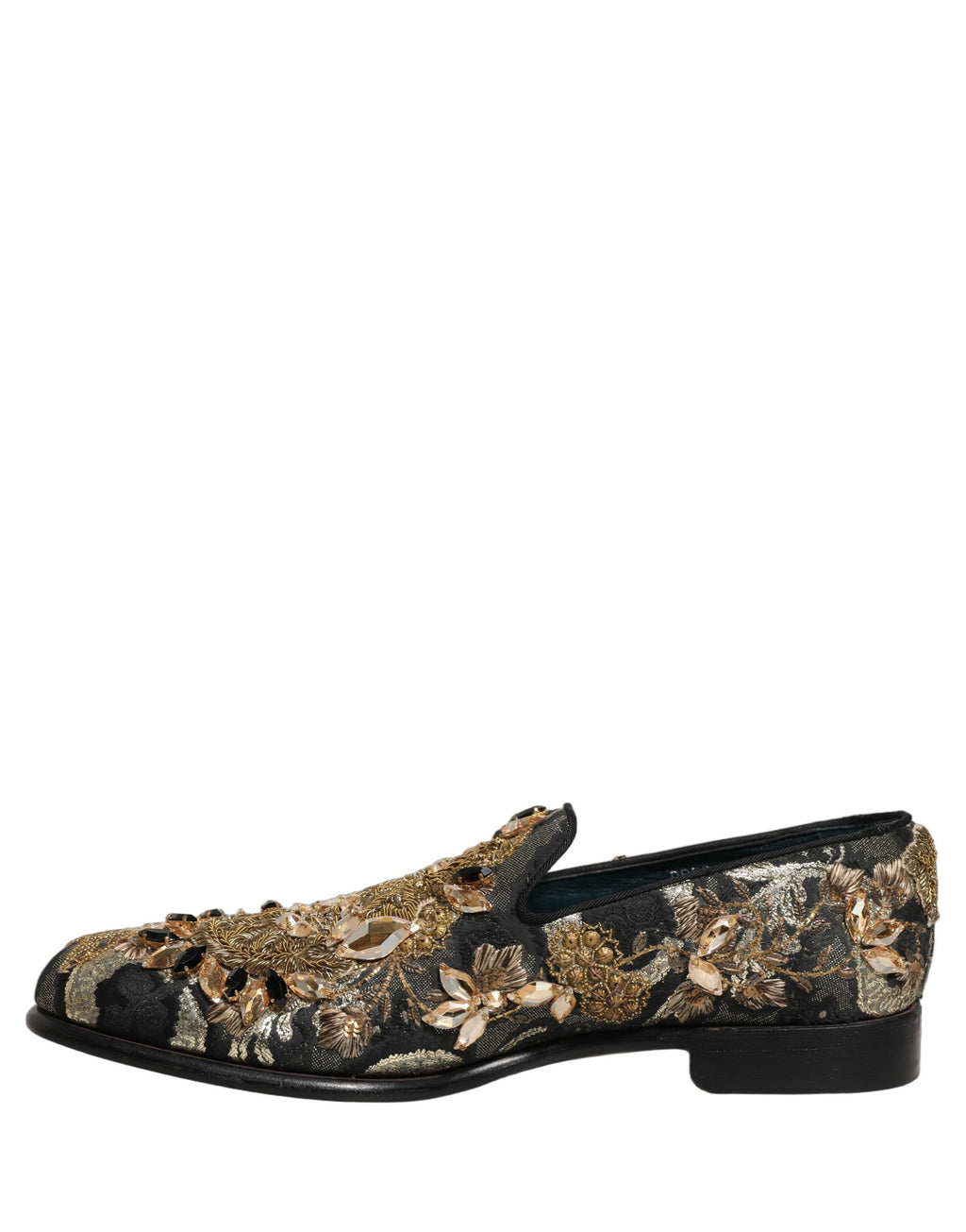 Dolce & Gabbana Black Velvet Embellished Dress Loafers Shoes Dolce & Gabbana