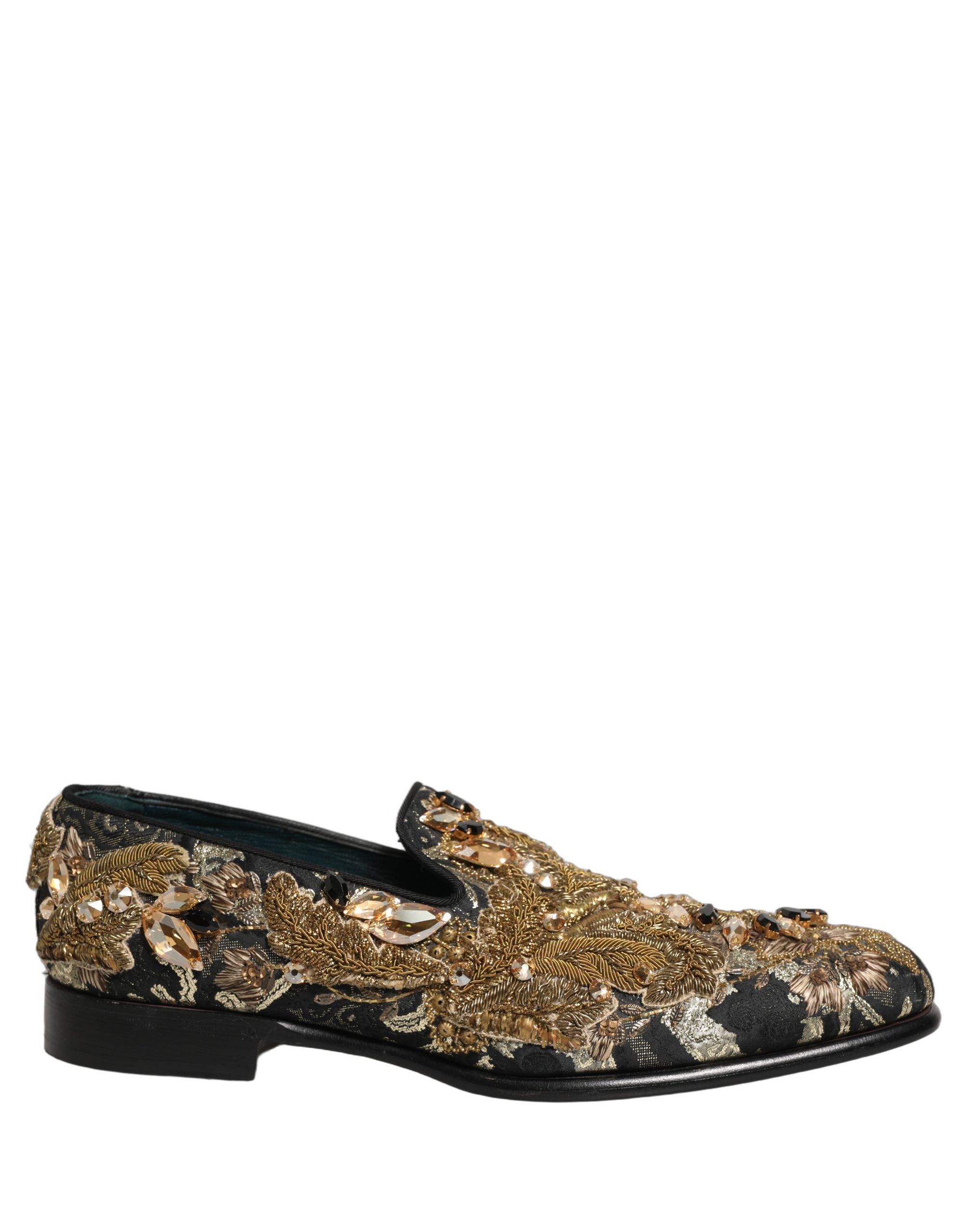 Dolce & Gabbana Black Velvet Embellished Dress Loafers Shoes Dolce & Gabbana