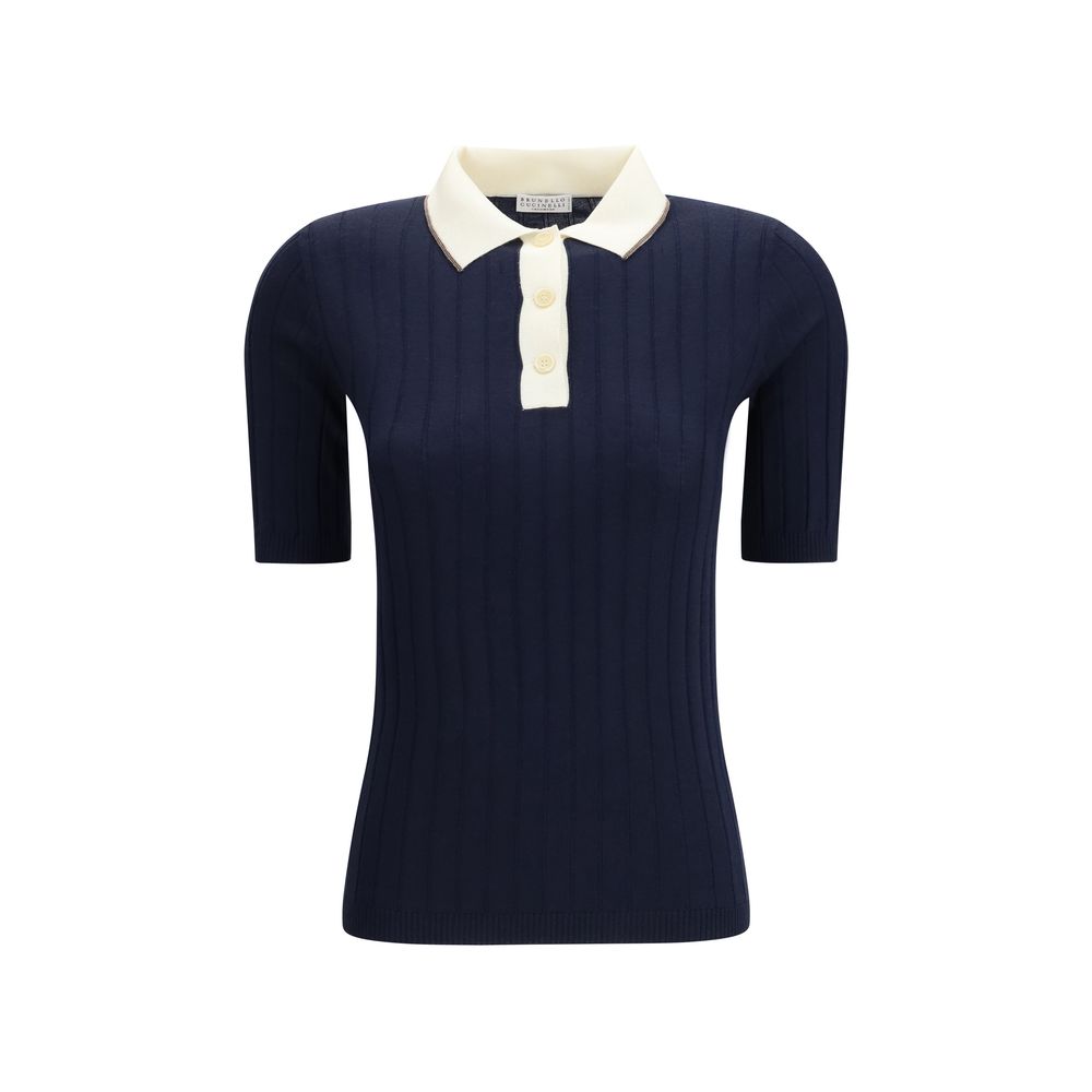 Brunello Cucinelli Blue Wool Oves Aries Polo Shirt Brunello Cucinelli