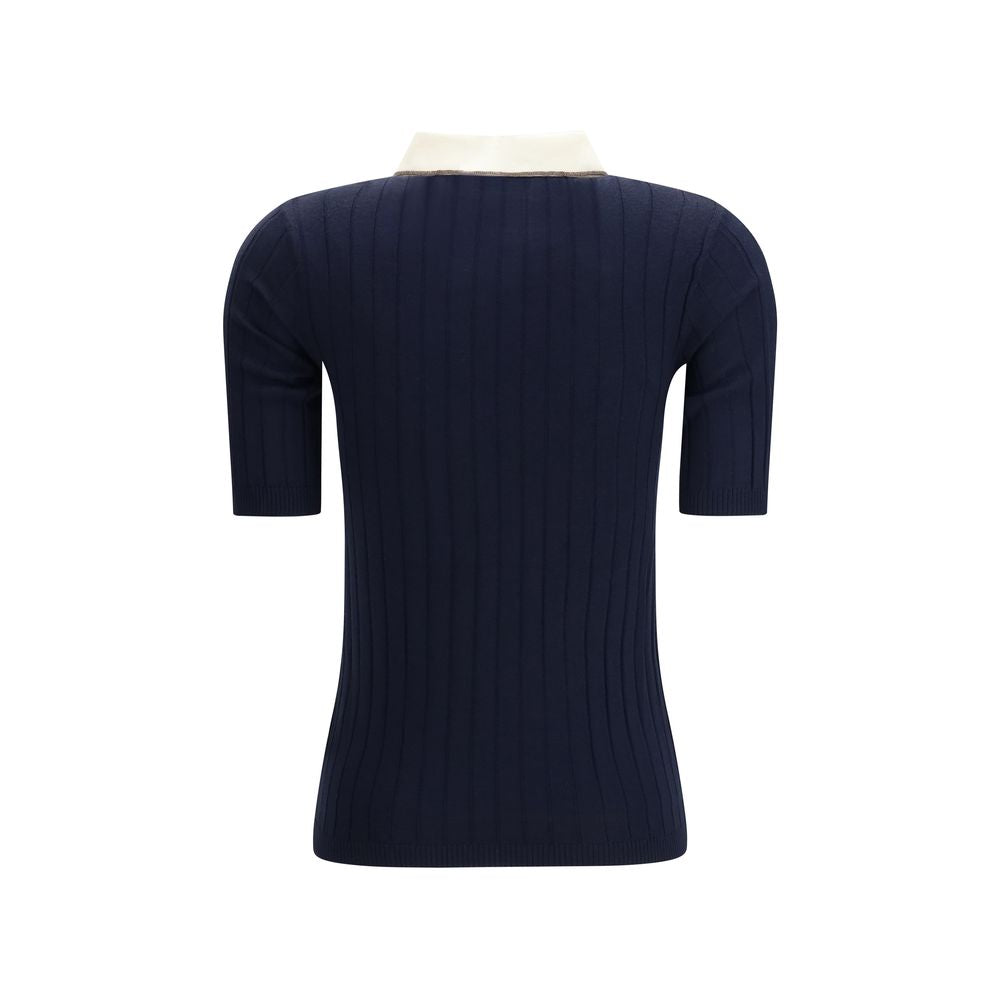 Brunello Cucinelli Blue Wool Oves Aries Polo Shirt Brunello Cucinelli