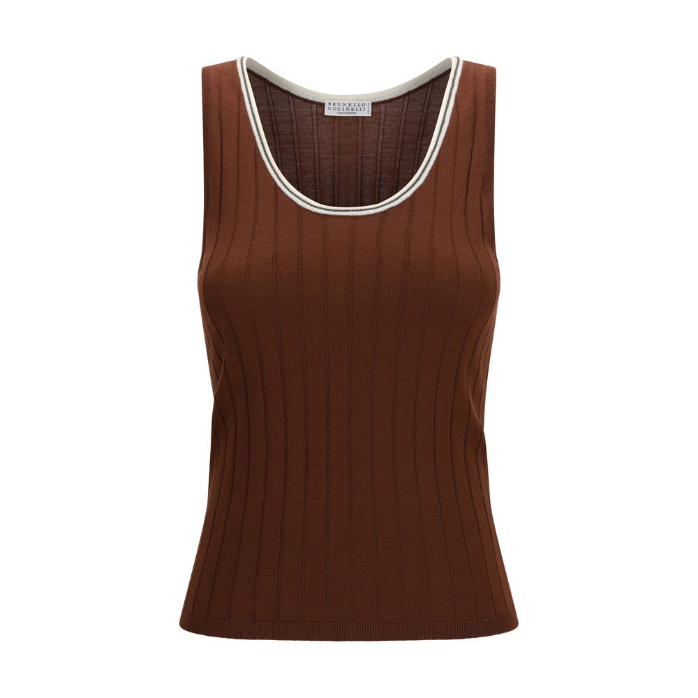 Brunello Cucinelli Bordeaux Wool Oves Aries Sleeveles T-Shirt Brunello Cucinelli