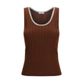 Brunello Cucinelli Bordeaux Wool Oves Aries Sleeveles T-Shirt Brunello Cucinelli
