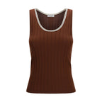 Brunello Cucinelli Bordeaux Wool Oves Aries Sleeveles T-Shirt Brunello Cucinelli