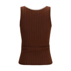 Brunello Cucinelli Bordeaux Wool Oves Aries Sleeveles T-Shirt Brunello Cucinelli