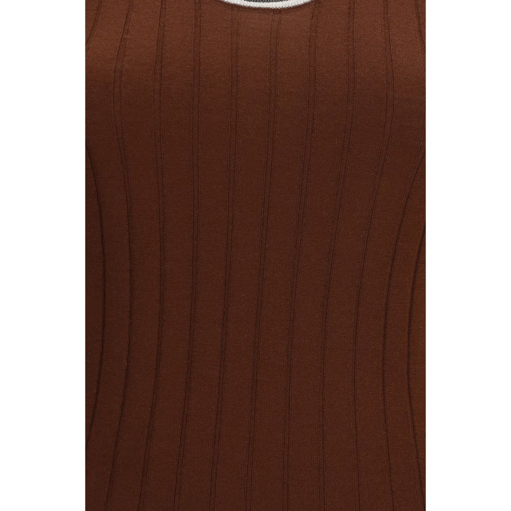 Brunello Cucinelli Bordeaux Wool Oves Aries Sleeveles T-Shirt Brunello Cucinelli