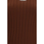 Brunello Cucinelli Bordeaux Wool Oves Aries Sleeveles T-Shirt Brunello Cucinelli
