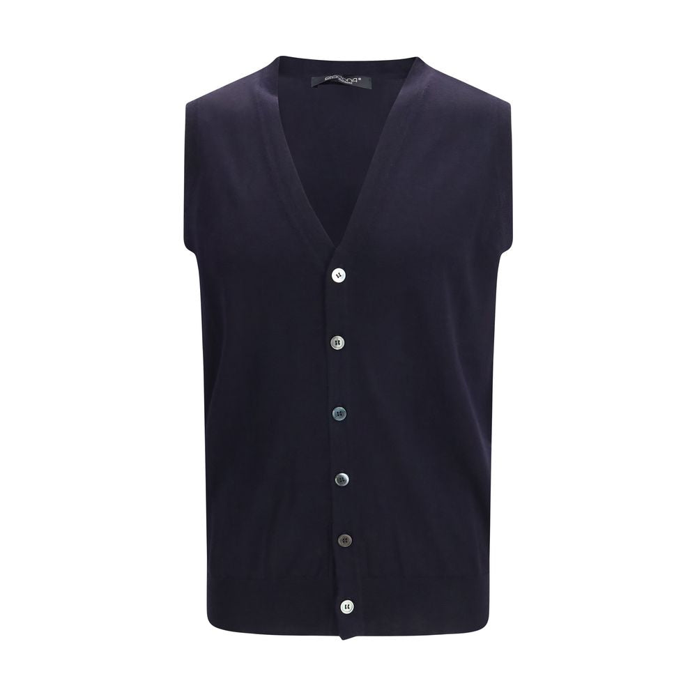 Aragona Cashmere Blue Wool Oves Aries Sleeveles Sweater Aragona Cashmere