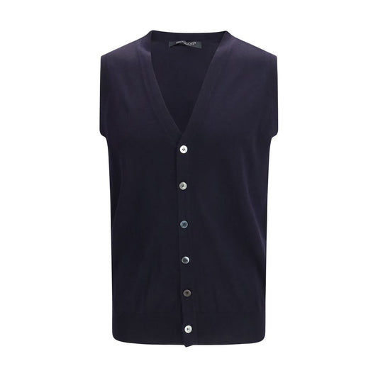 Aragona Cashmere Blue Wool Oves Aries Sleeveles Sweater Aragona Cashmere