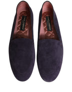Dolce & Gabbana Violet Velvet Slip On Men Flats Loafers Shoes Dolce & Gabbana