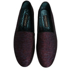 Dolce & Gabbana Maroon Glitter Lurex Logo Dress Loafers Shoes Dolce & Gabbana